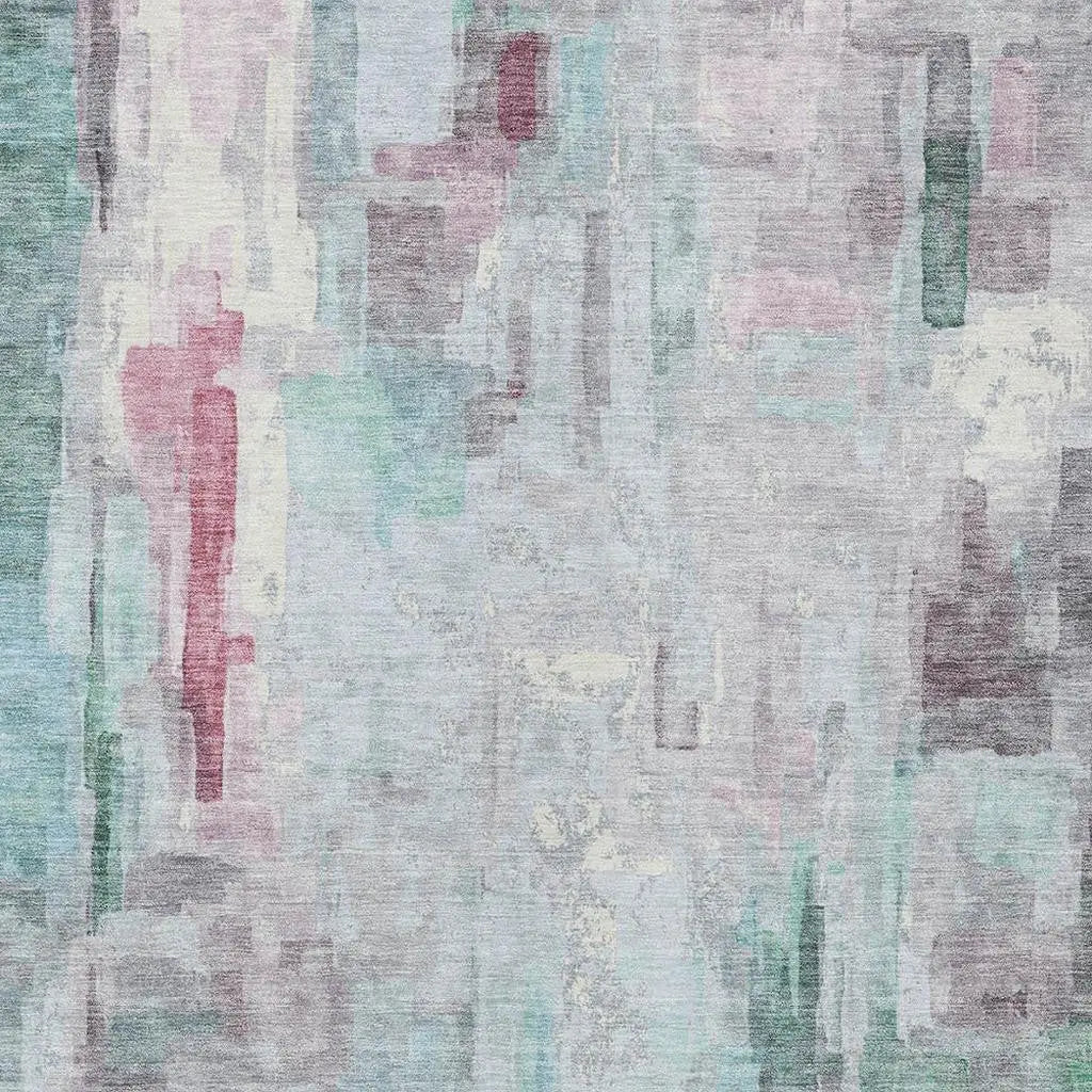 8' X 10' Sky Blue And Mauve Abstract Washable Indoor Outdoor Area Rug Homeroots Outdoor