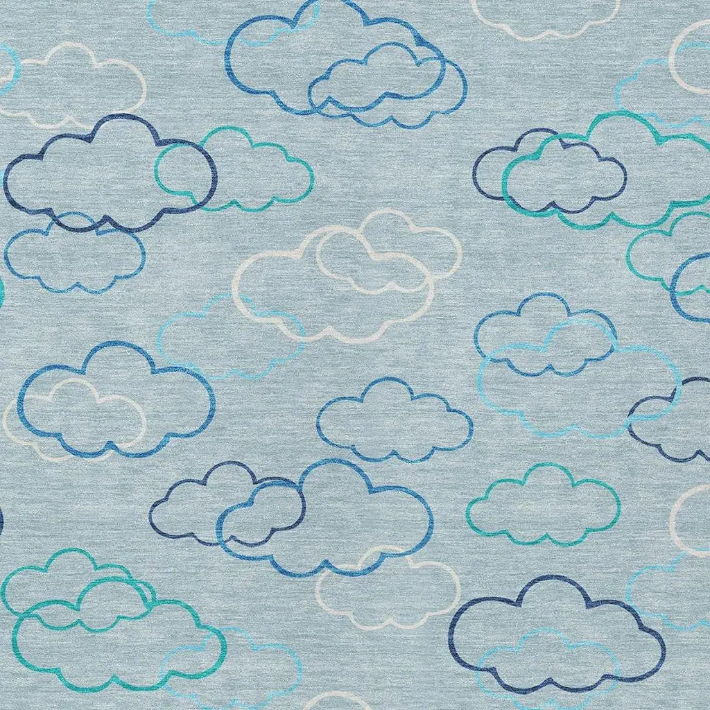 8' X 10' Sky Blue And Navy Blue Abstract Washable Indoor Outdoor Area Rug Homeroots Outdoor