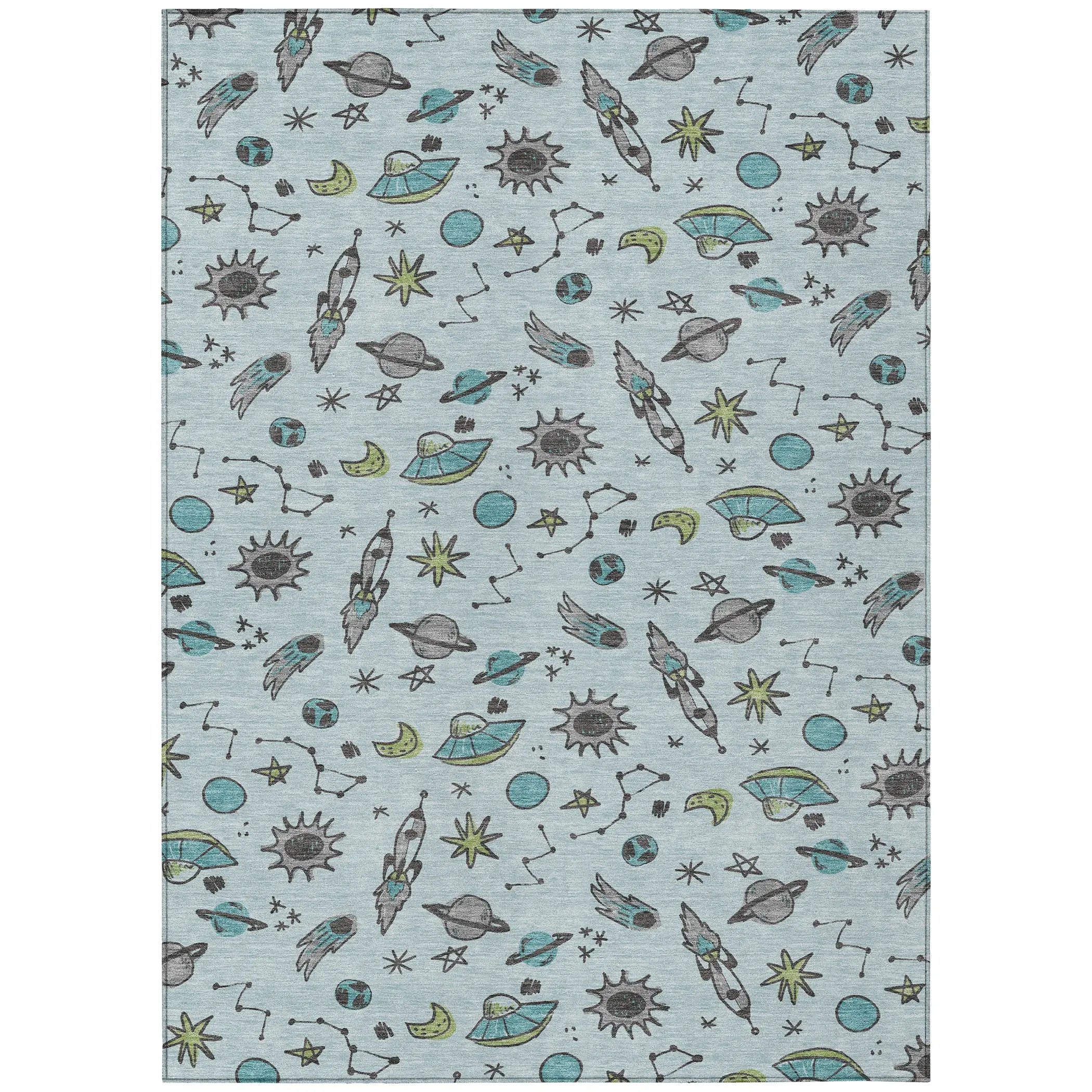 8' X 10' Sky Blue And Teal Blue Animal Print Washable Indoor Outdoor Area Rug Homeroots Outdoor