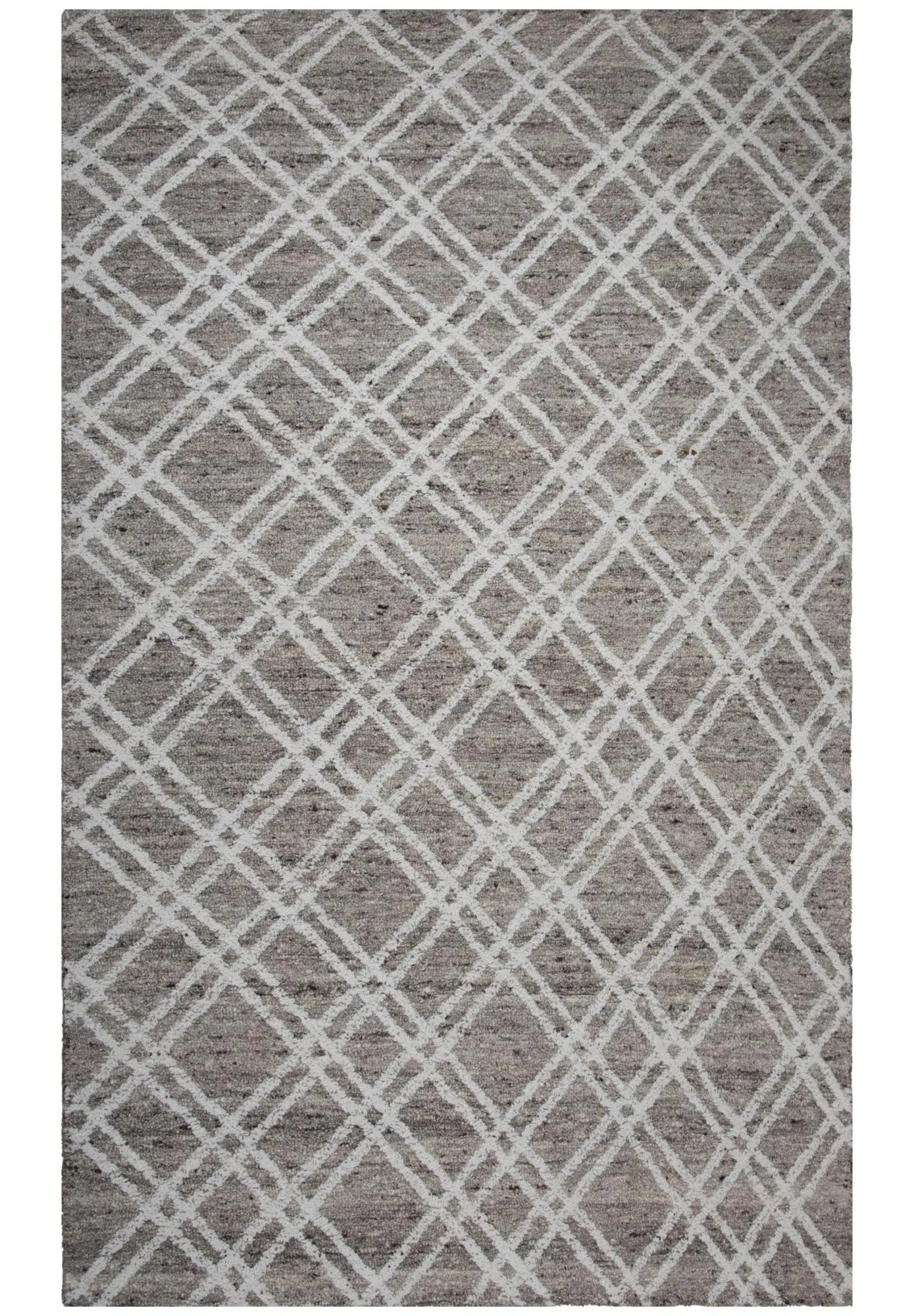 8' X 10' Tan And Ivory Wool Geometric Hand Tufted Area Rug Homeroots Home Decor