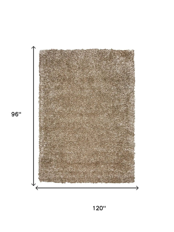 8' X 10' Tan Brown And Natural Shag Hand Tufted Area Rug Homeroots Home Decor