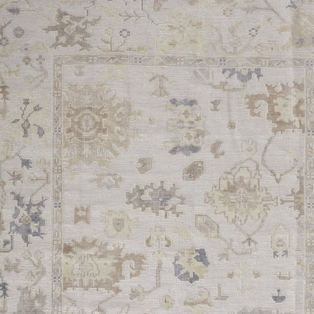 8' X 10' Tan Ivory And Orange Floral Hand Knotted Stain Resistant Area Rug Homeroots Outdoor
