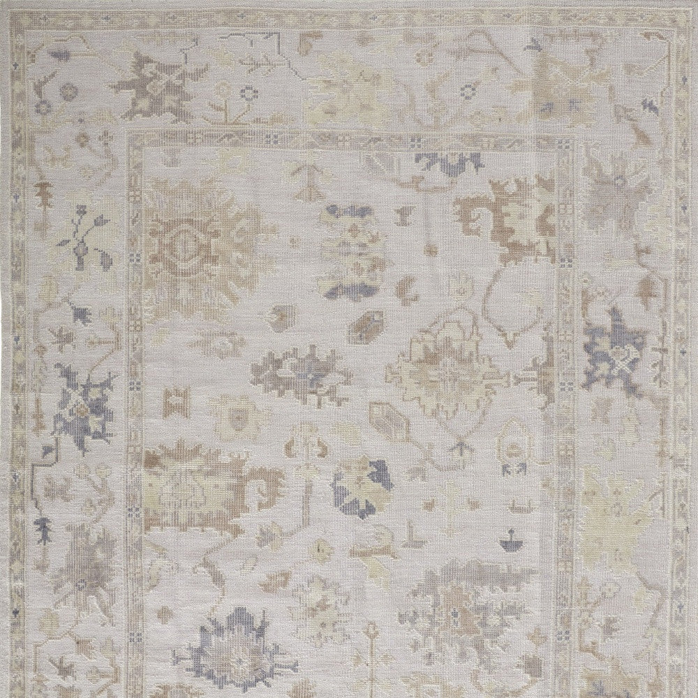 8' X 10' Tan Ivory And Orange Floral Hand Knotted Stain Resistant Area Rug Homeroots Outdoor