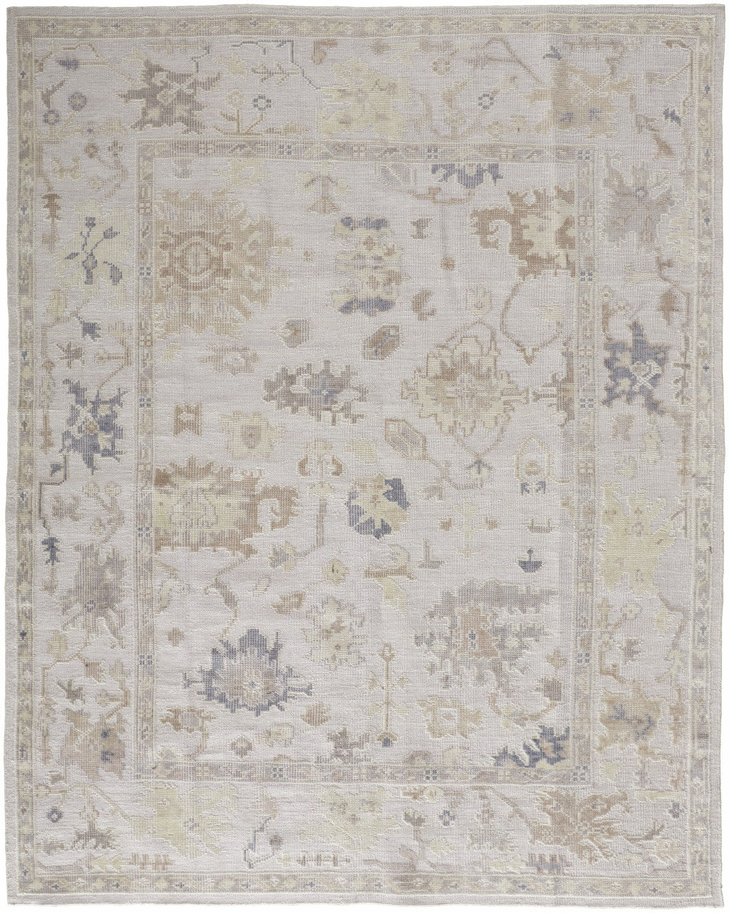 8' X 10' Tan Ivory And Orange Floral Hand Knotted Stain Resistant Area Rug Homeroots Outdoor