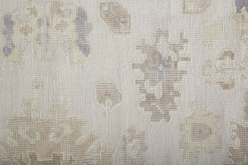 8' X 10' Tan Ivory And Orange Floral Hand Knotted Stain Resistant Area Rug Homeroots Outdoor