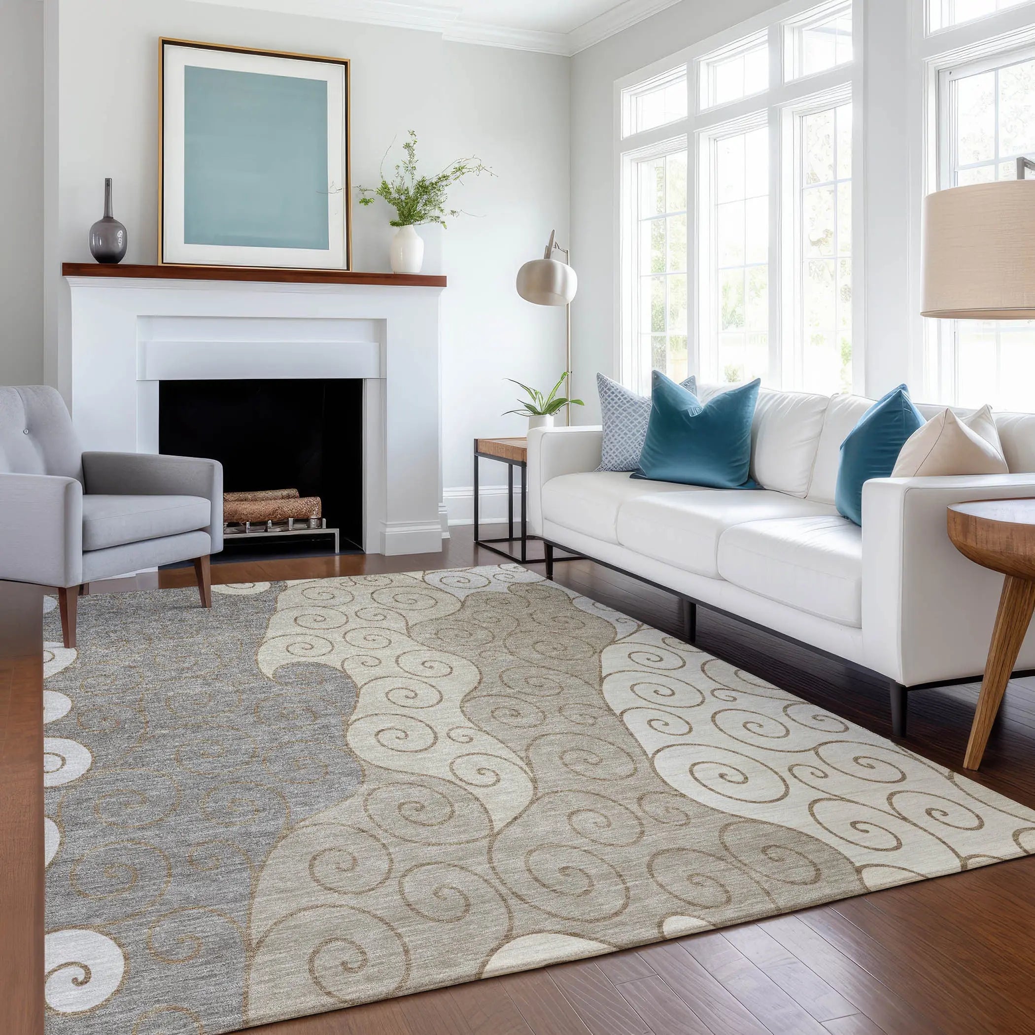 8' X 10' Taupe And Beige Abstract Washable Indoor Outdoor Area Rug Homeroots Outdoor