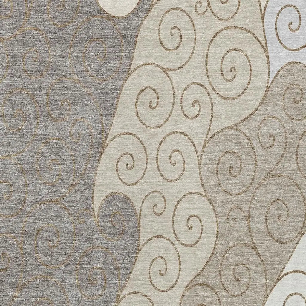 8' X 10' Taupe And Beige Abstract Washable Indoor Outdoor Area Rug Homeroots Outdoor