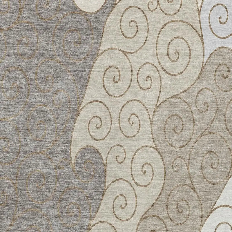 8' X 10' Taupe And Beige Abstract Washable Indoor Outdoor Area Rug Homeroots Outdoor
