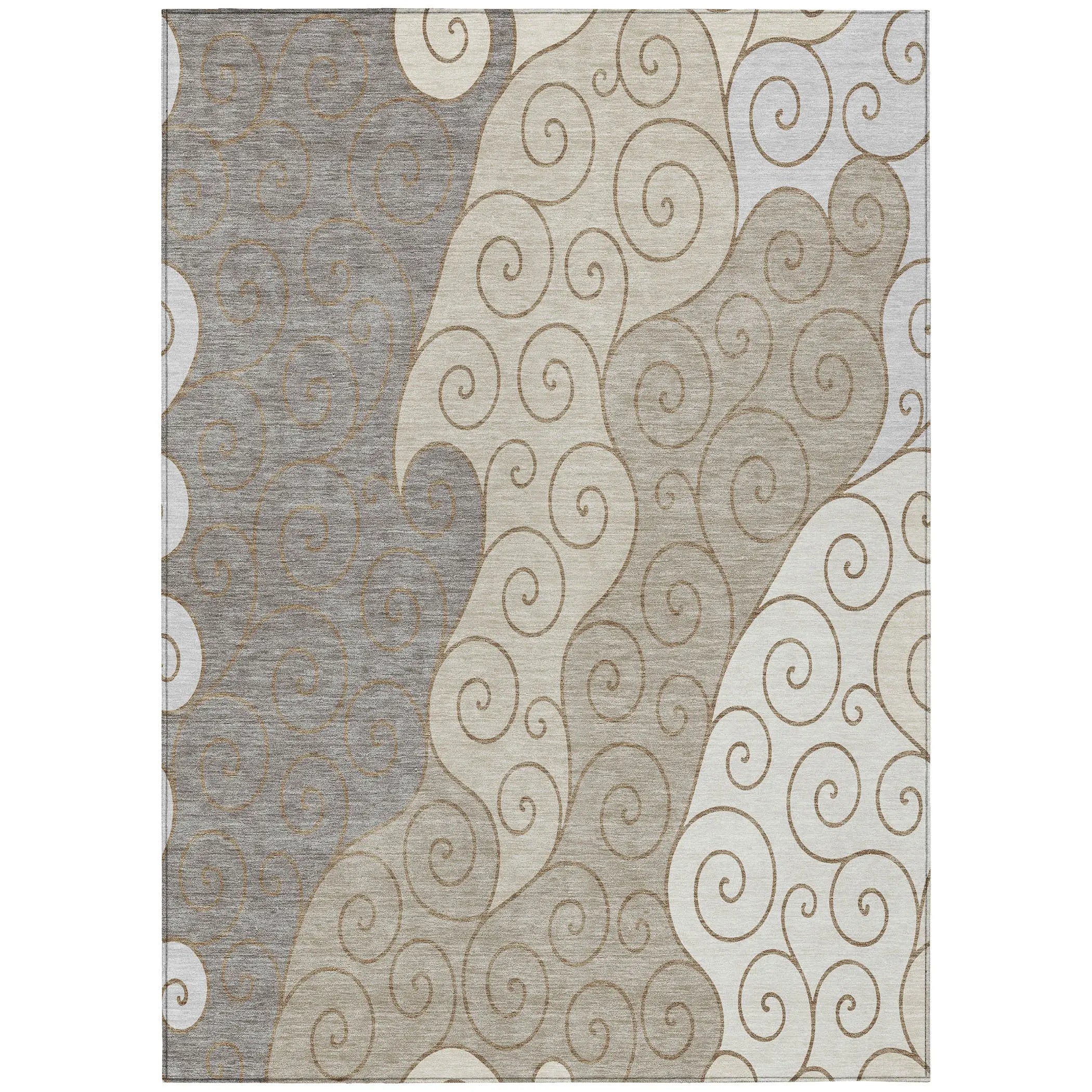 8' X 10' Taupe And Beige Abstract Washable Indoor Outdoor Area Rug Homeroots Outdoor