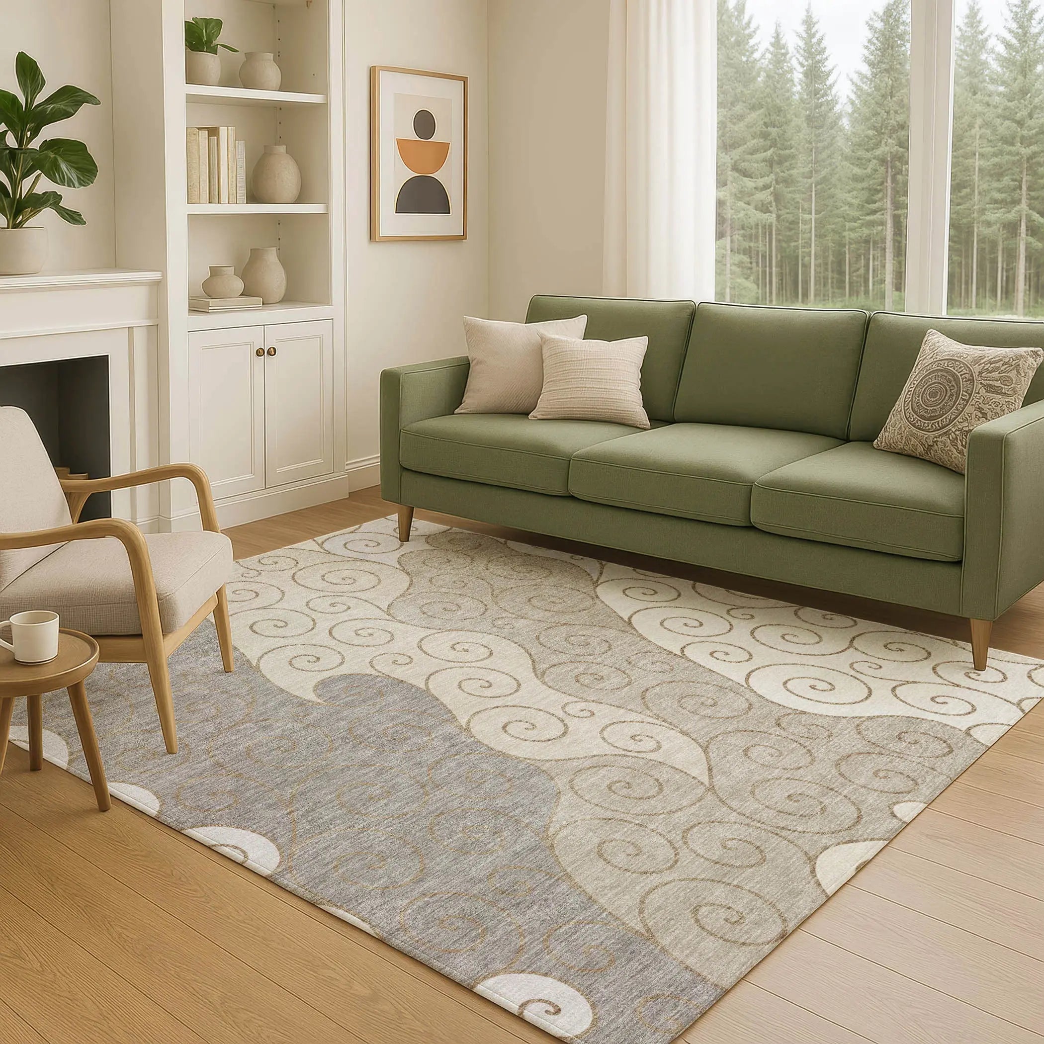 8' X 10' Taupe And Beige Abstract Washable Indoor Outdoor Area Rug Homeroots Outdoor