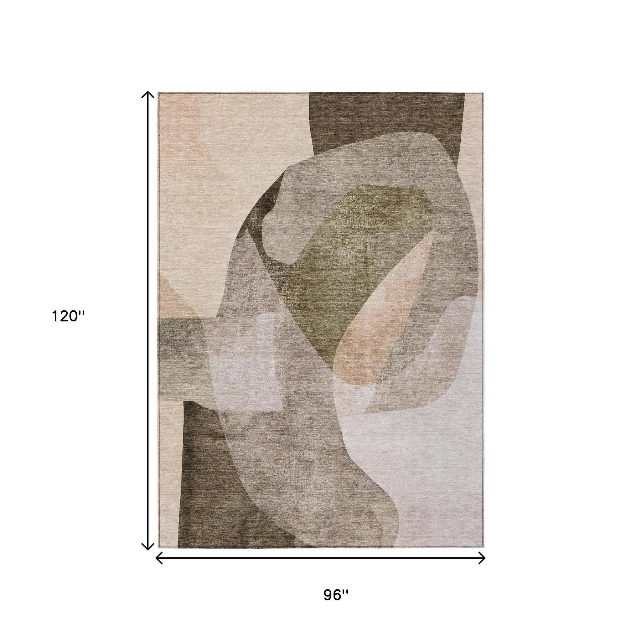 8' X 10' Taupe And Beige Abstract Washable Indoor Outdoor Area Rug Homeroots Outdoor
