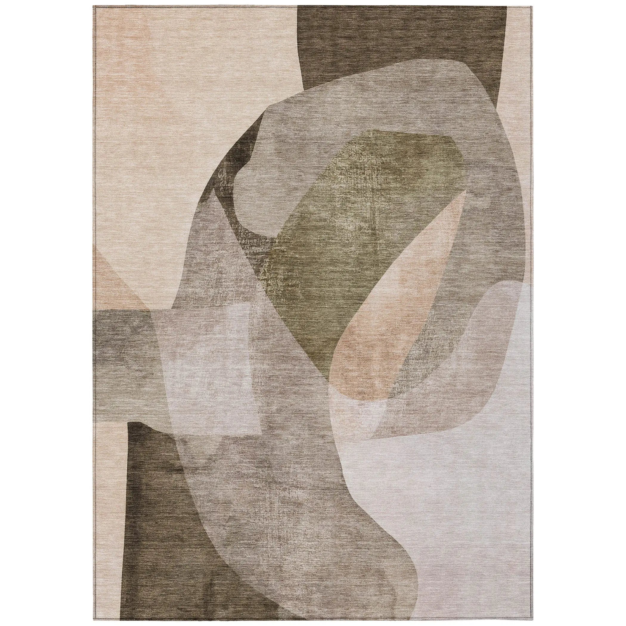 8' X 10' Taupe And Beige Abstract Washable Indoor Outdoor Area Rug Homeroots Outdoor