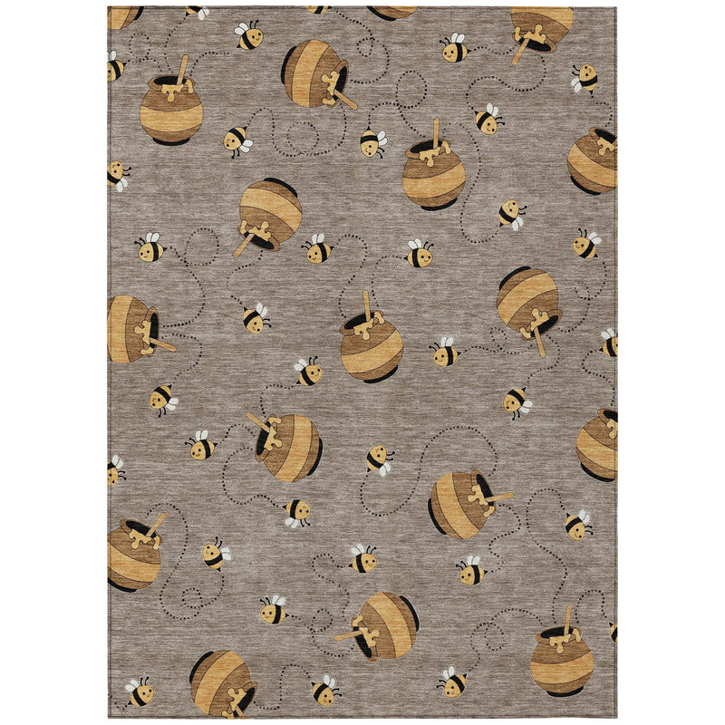 8' X 10' Taupe And Beige Geometric Washable Indoor Outdoor Area Rug Homeroots Outdoor