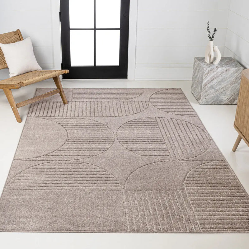 8' X 10' Taupe And Beige Striped Indoor Outdoor Area Rug Homeroots Outdoor