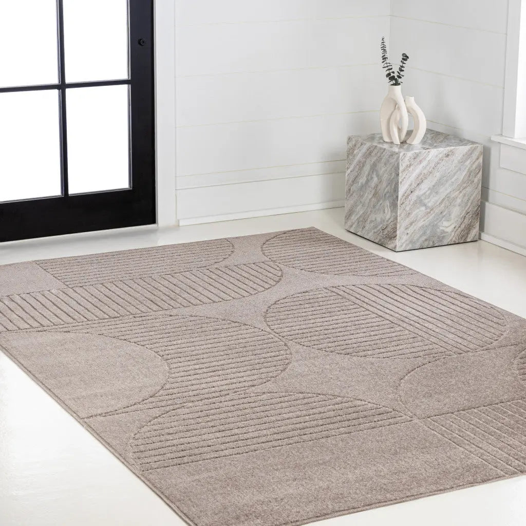 8' X 10' Taupe And Beige Striped Indoor Outdoor Area Rug Homeroots Outdoor