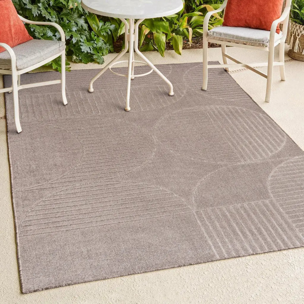 8' X 10' Taupe And Beige Striped Indoor Outdoor Area Rug Homeroots Outdoor