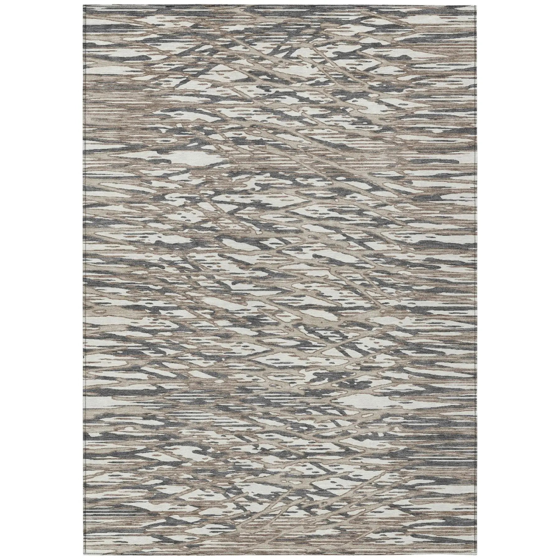 8' X 10' Taupe And Brown Abstract Washable Indoor Outdoor Area Rug Homeroots Outdoor