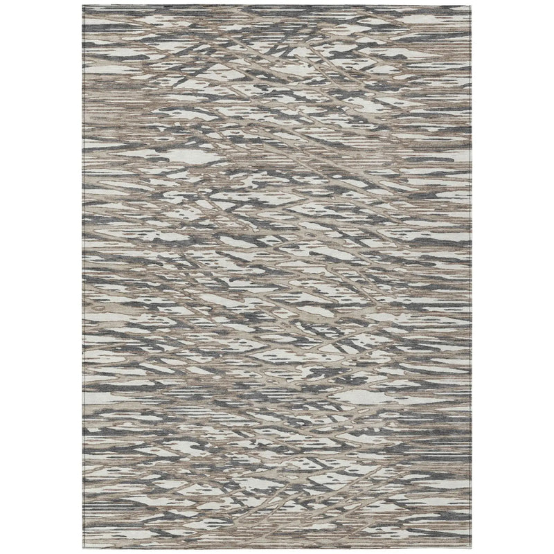 8' X 10' Taupe And Brown Abstract Washable Indoor Outdoor Area Rug Homeroots Outdoor