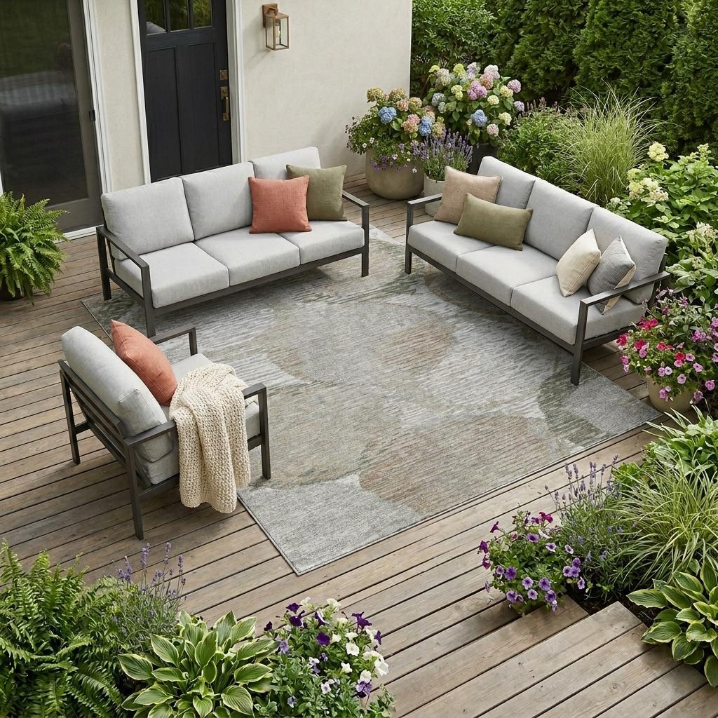 8' X 10' Taupe And Brown Geometric Washable Indoor Outdoor Area Rug Homeroots Outdoor