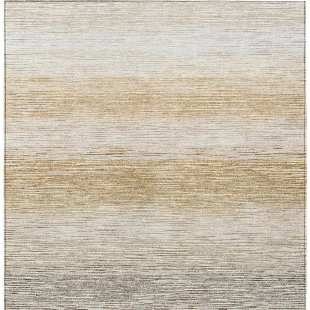 8' X 10' Taupe And Brown Striped Washable Indoor Outdoor Area Rug Homeroots Outdoor