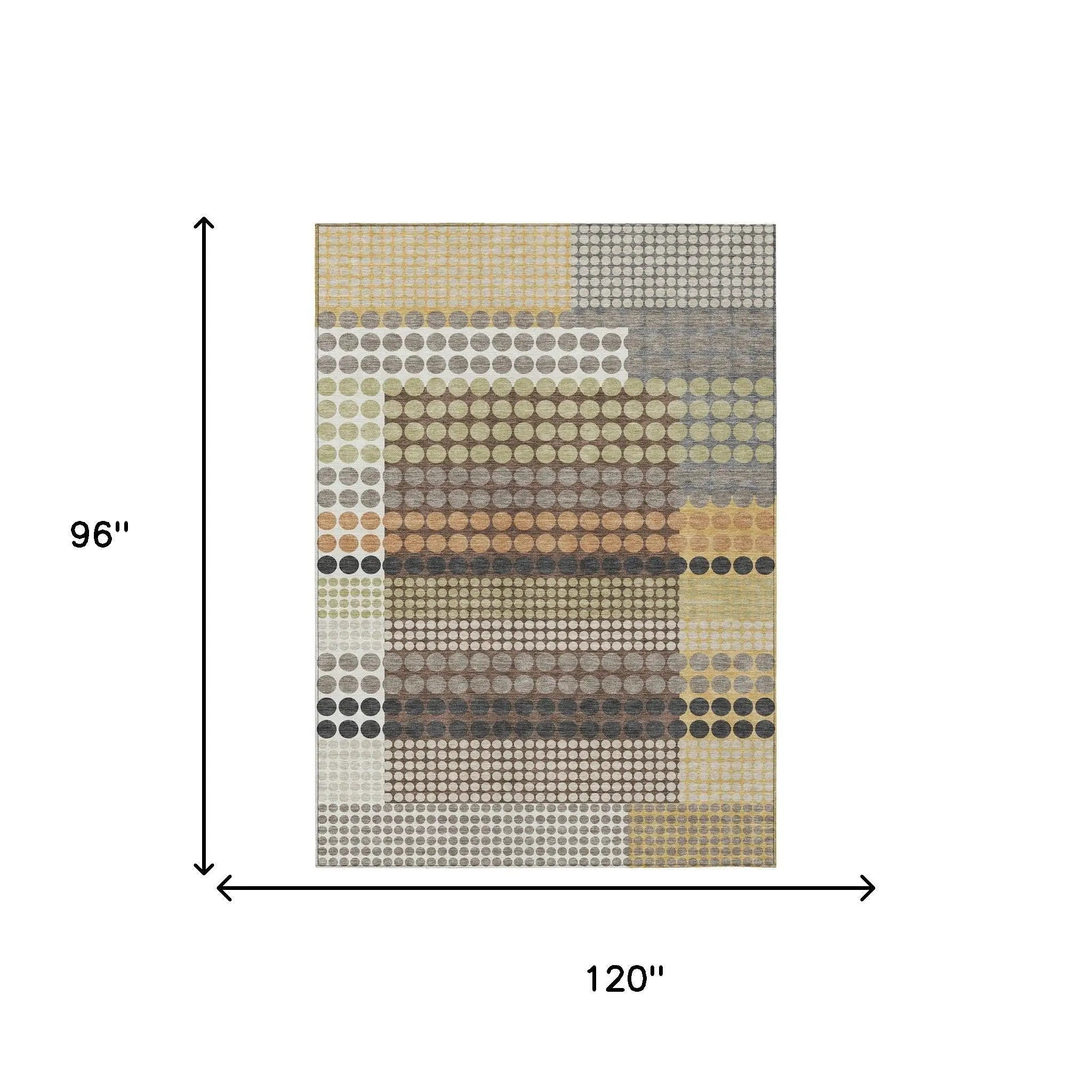 8' X 10' Taupe And Gold Geometric Washable Indoor Outdoor Area Rug Homeroots Outdoor