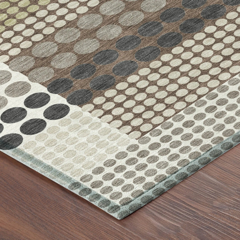 8' X 10' Taupe And Gold Geometric Washable Indoor Outdoor Area Rug Homeroots Outdoor