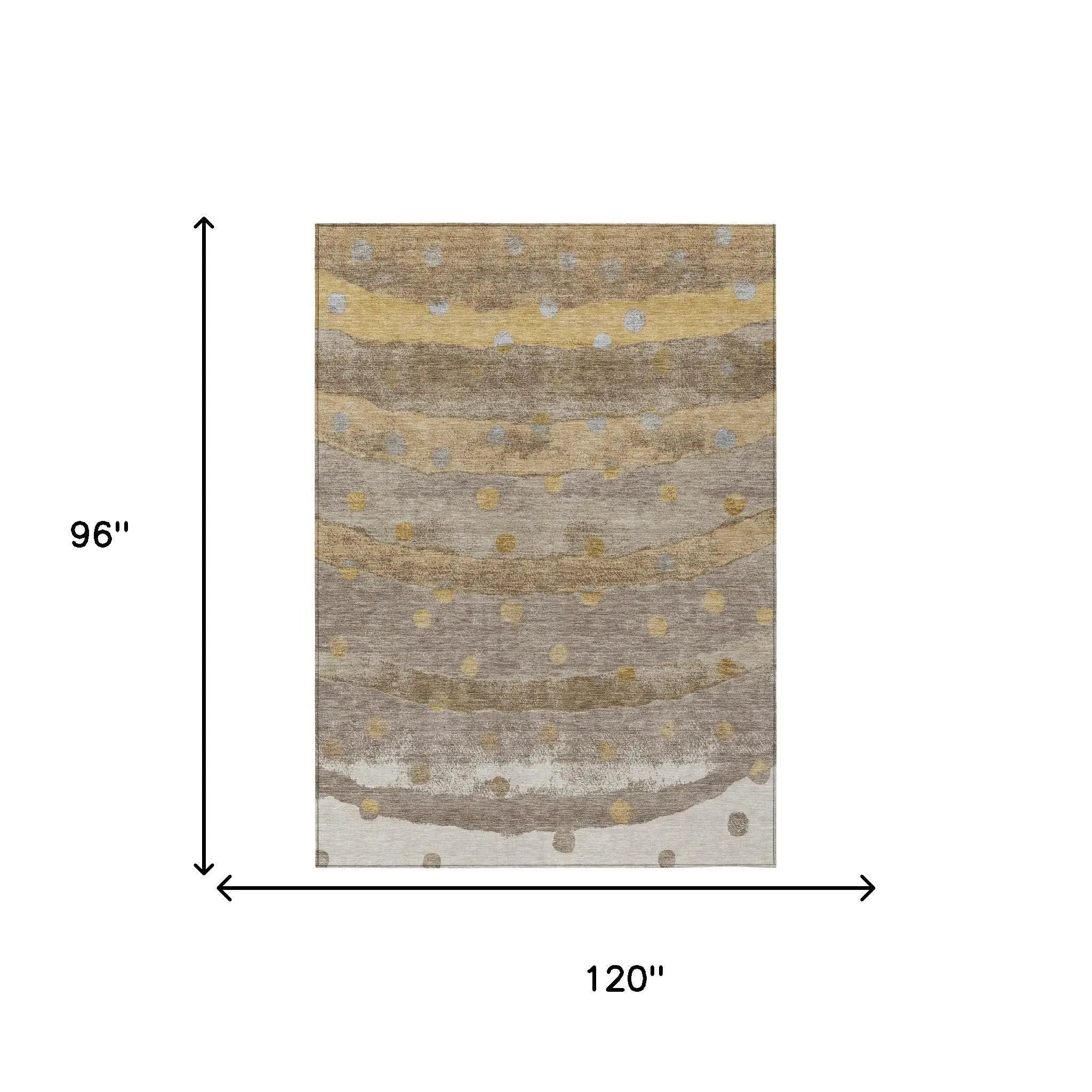 8' X 10' Taupe And Gold Striped Washable Indoor Outdoor Area Rug Homeroots Outdoor