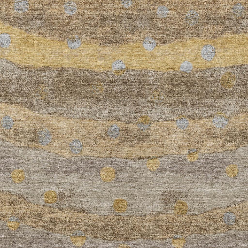 8' X 10' Taupe And Gold Striped Washable Indoor Outdoor Area Rug Homeroots Outdoor