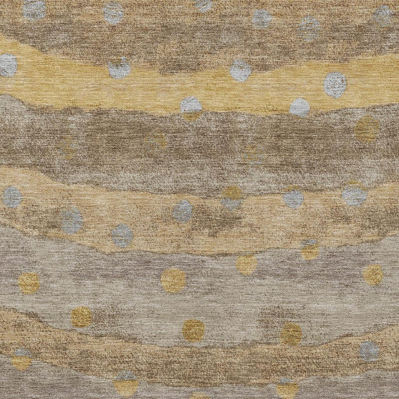 8' X 10' Taupe And Gold Striped Washable Indoor Outdoor Area Rug Homeroots Outdoor