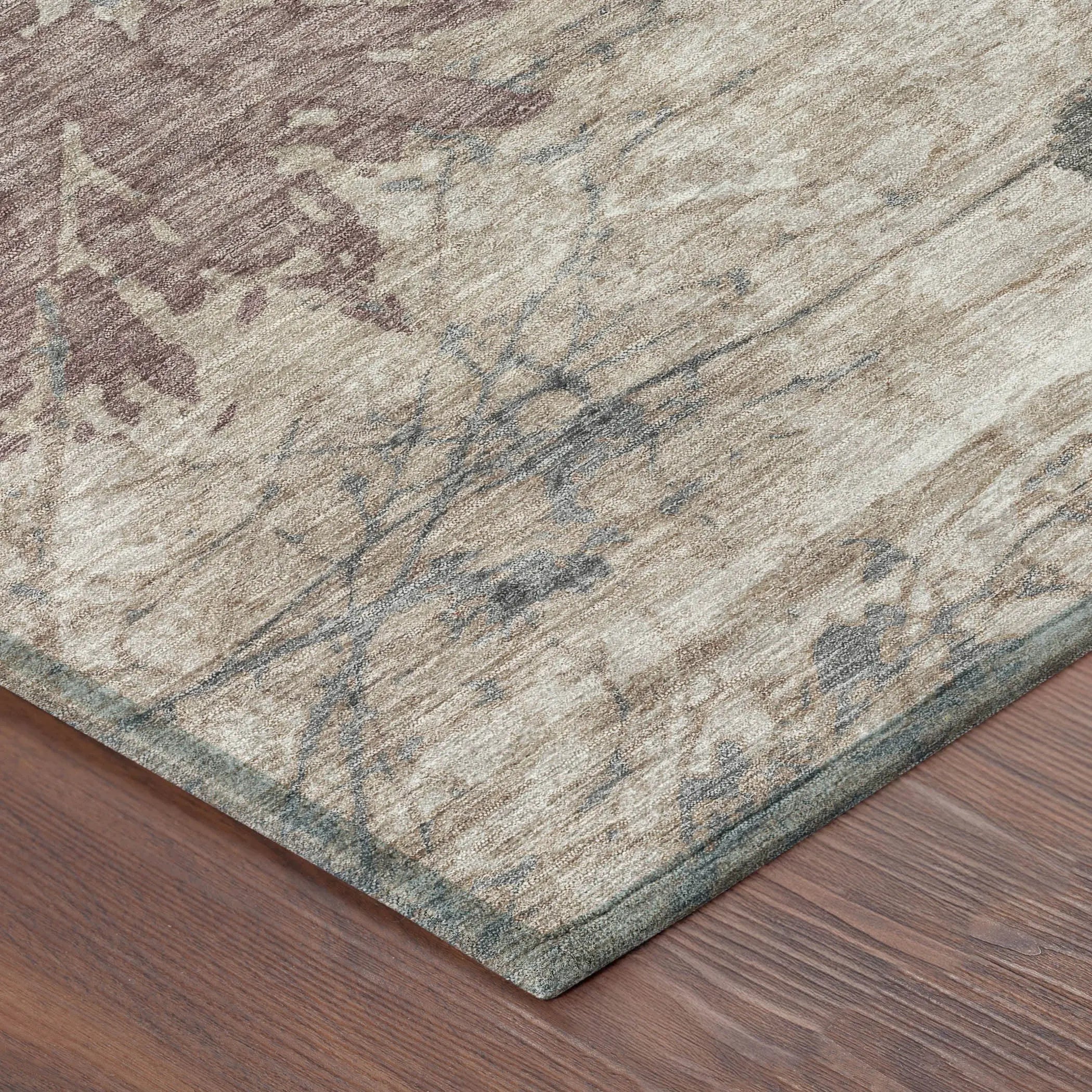 8' X 10' Taupe And Green Abstract Washable Indoor Outdoor Area Rug Homeroots Outdoor