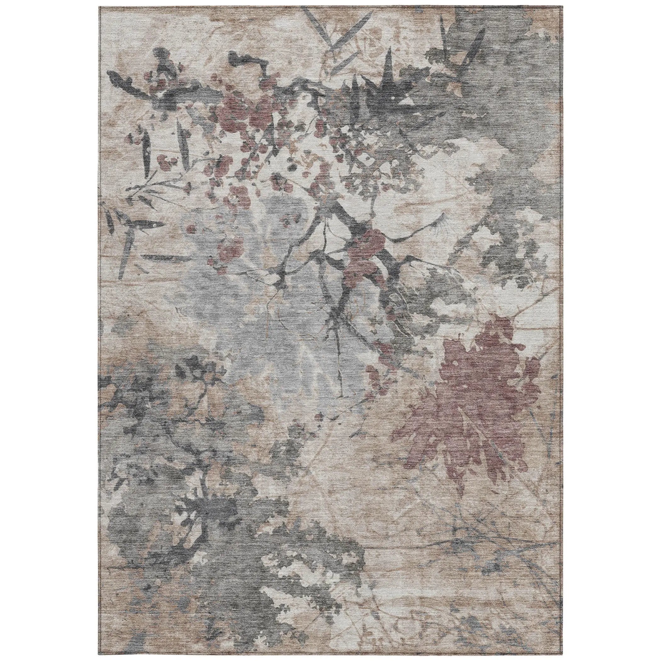 8' X 10' Taupe And Green Abstract Washable Indoor Outdoor Area Rug Homeroots Outdoor