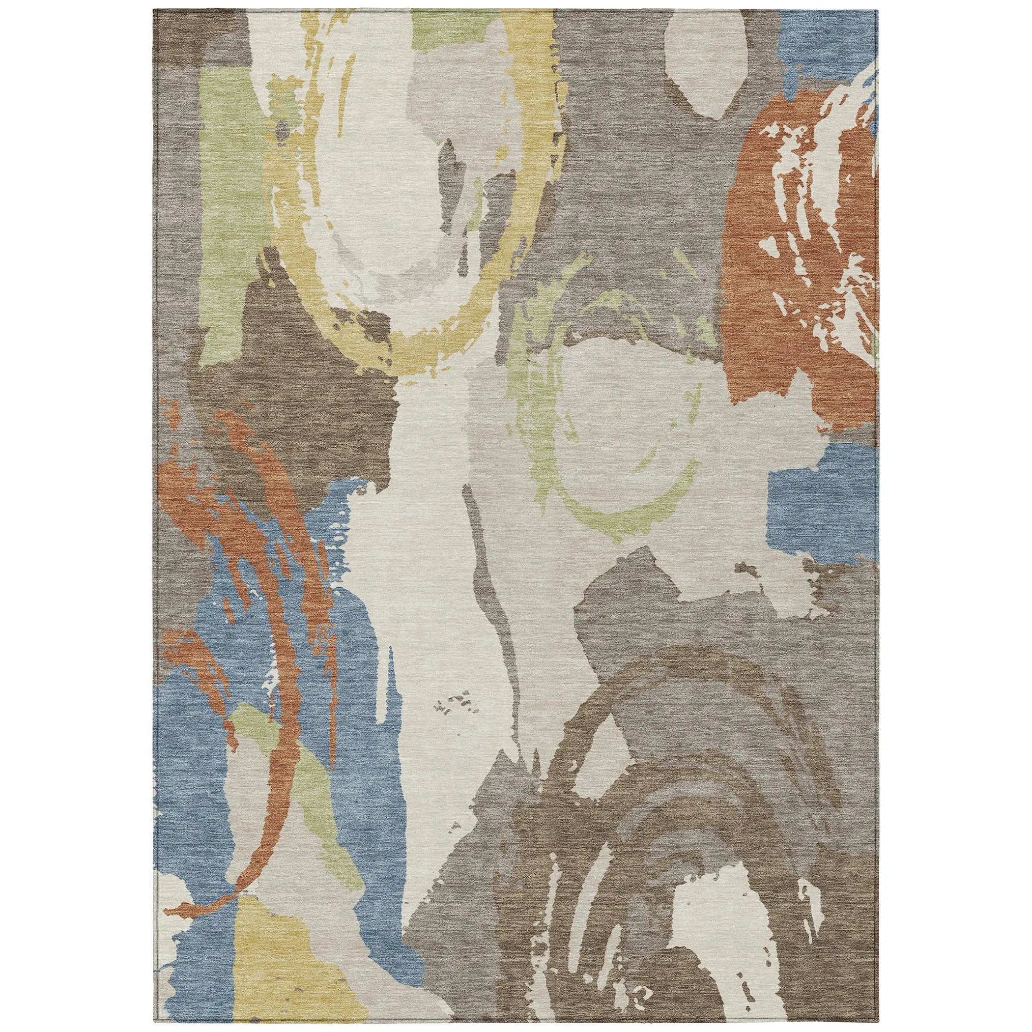 8' X 10' Taupe And Ivory Abstract Washable Indoor Outdoor Area Rug Homeroots Outdoor