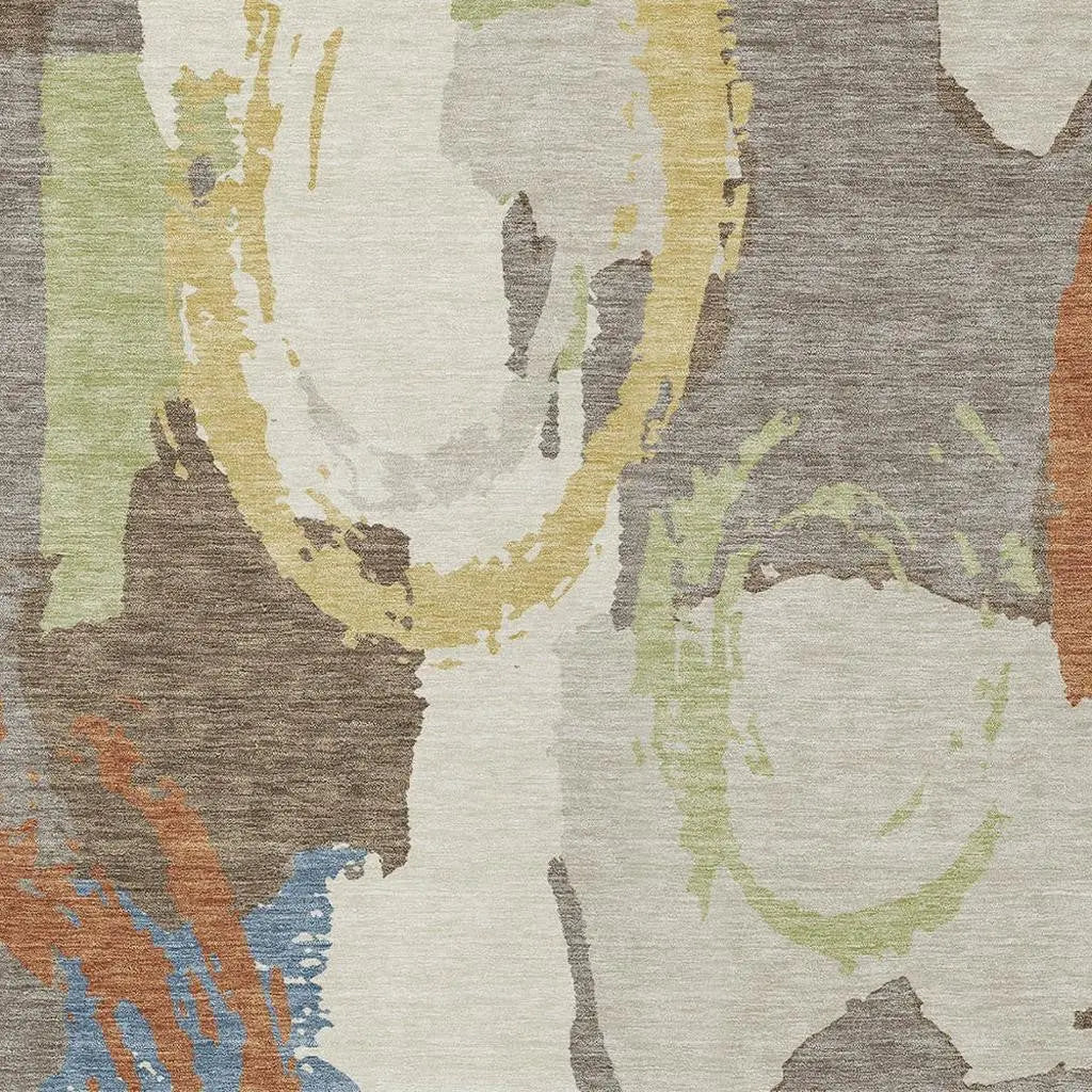8' X 10' Taupe And Ivory Abstract Washable Indoor Outdoor Area Rug Homeroots Outdoor