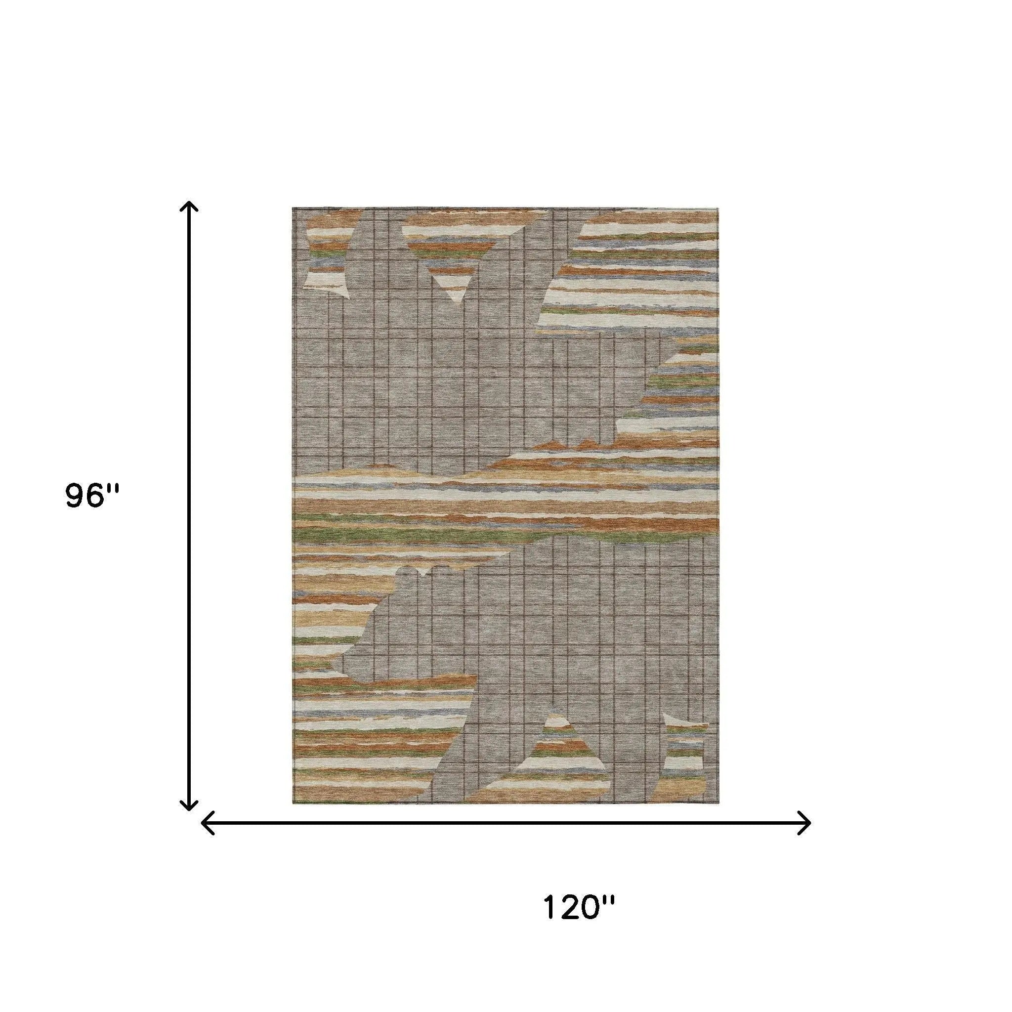 8' X 10' Taupe And Ivory Abstract Washable Indoor Outdoor Area Rug Homeroots Outdoor