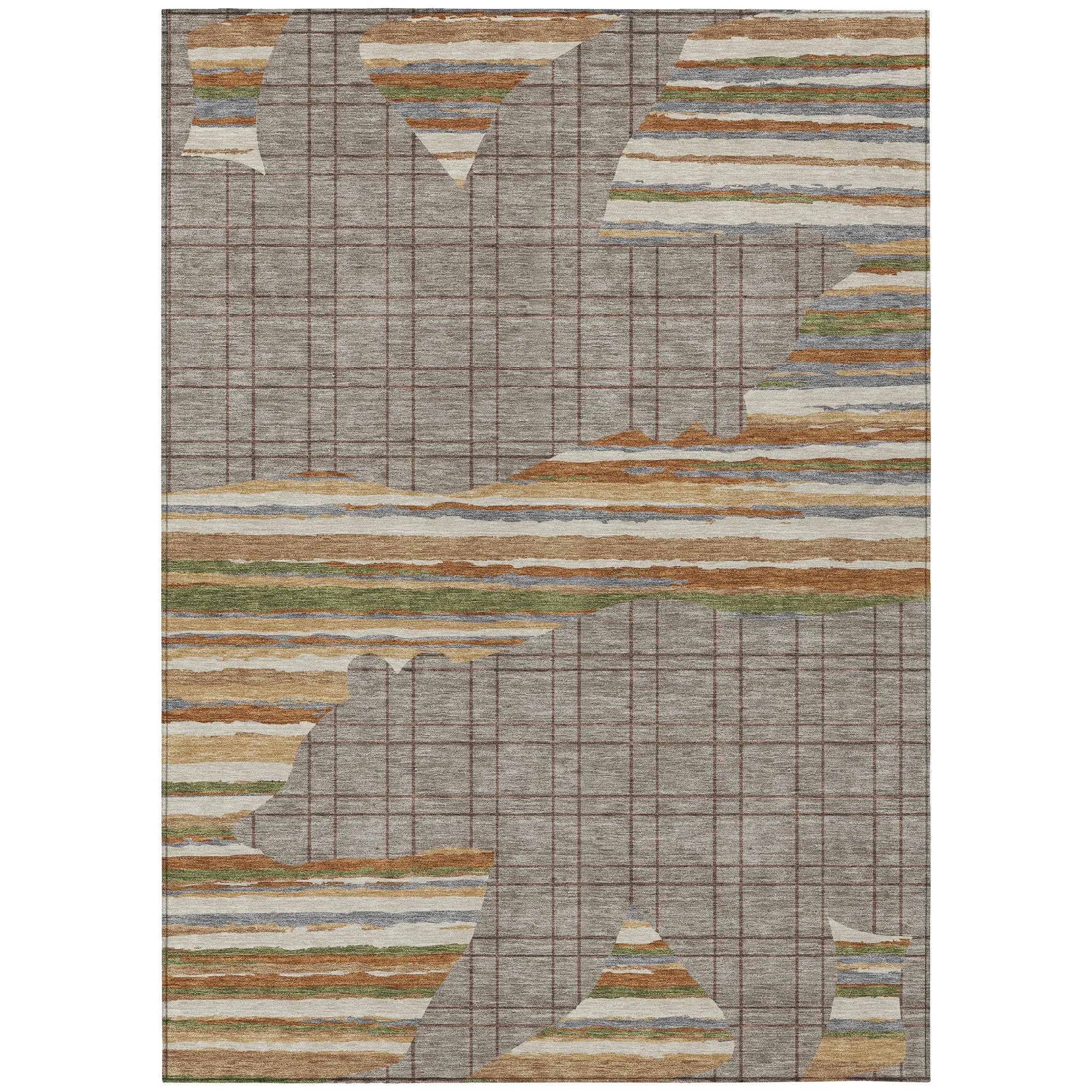 8' X 10' Taupe And Ivory Abstract Washable Indoor Outdoor Area Rug Homeroots Outdoor