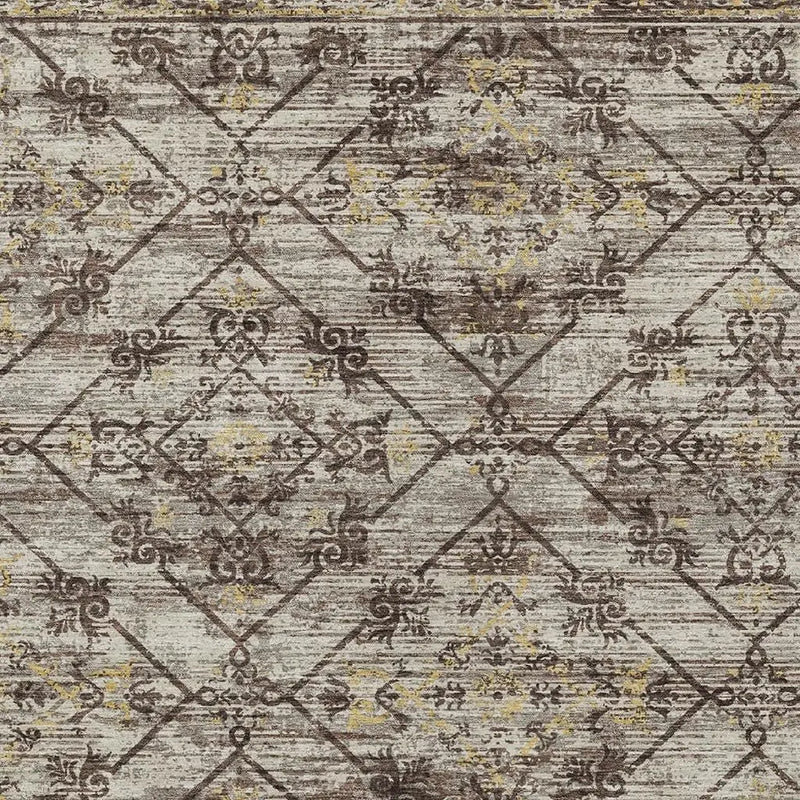 8' X 10' Taupe And Ivory Geometric Washable Indoor Outdoor Area Rug Homeroots Outdoor