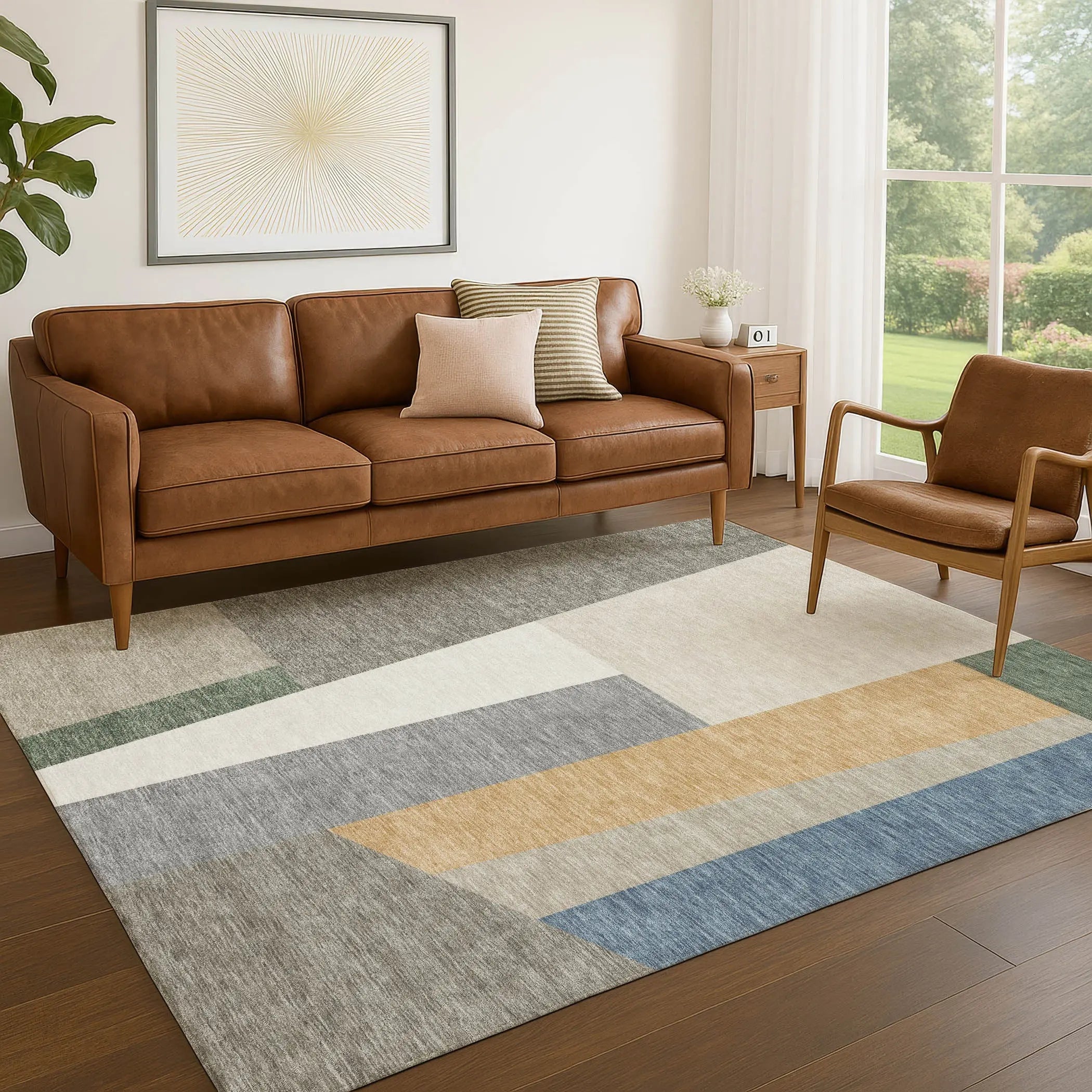8' X 10' Taupe And Olive Green Geometric Washable Indoor Outdoor Area Rug Homeroots Outdoor