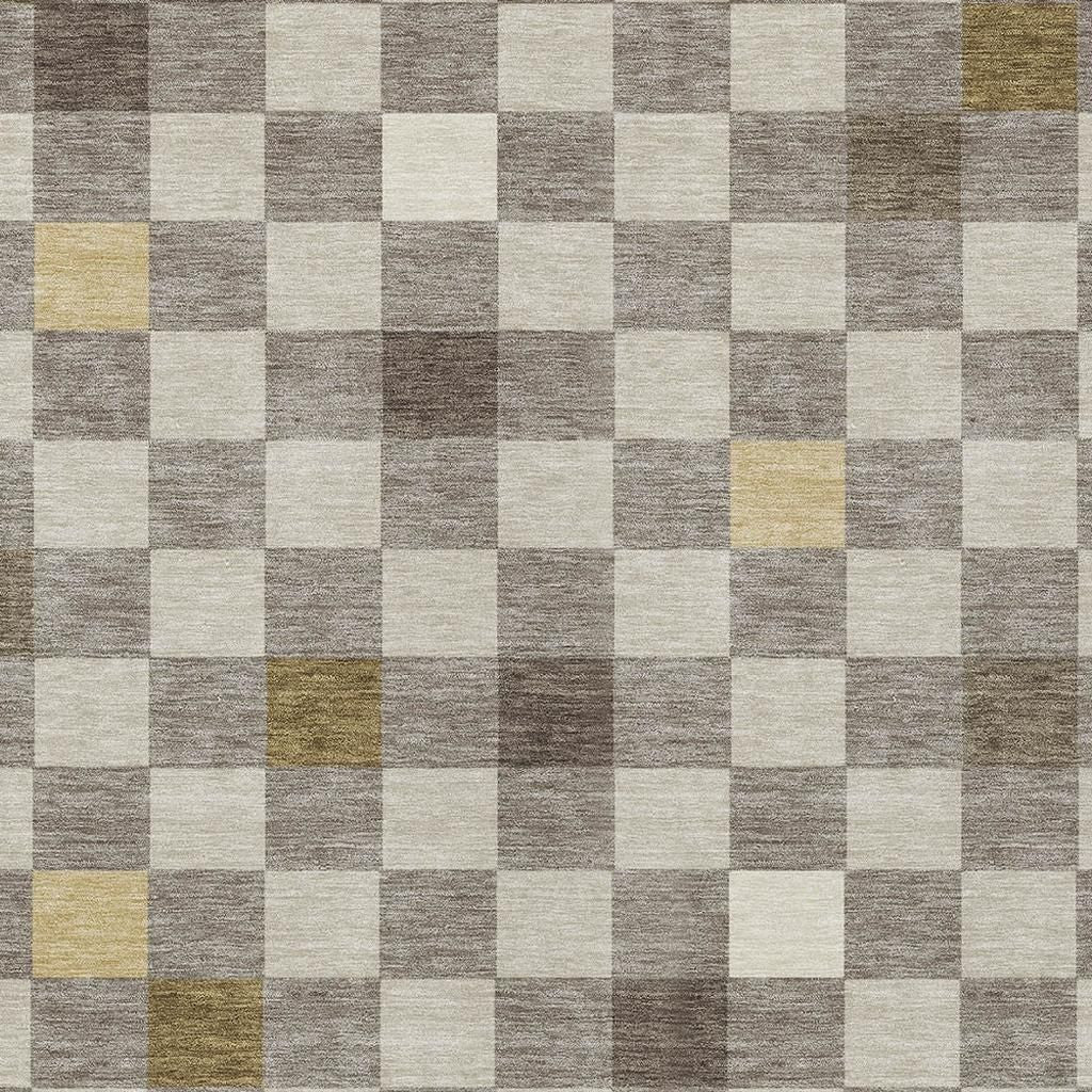 8' X 10' Taupe And Teal Blue Geometric Washable Indoor Outdoor Area Rug Homeroots Outdoor