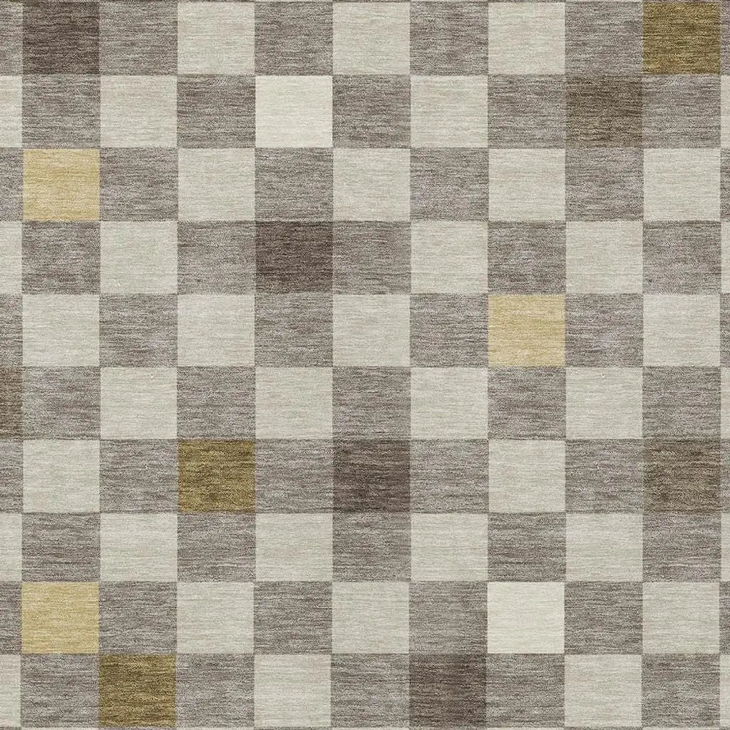 8' X 10' Taupe And Teal Blue Geometric Washable Indoor Outdoor Area Rug Homeroots Outdoor