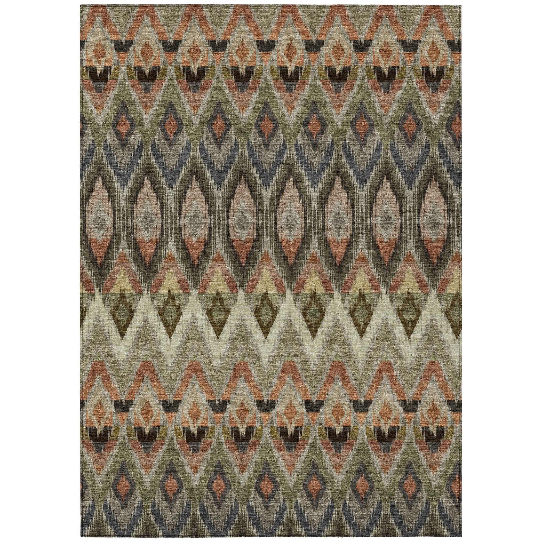 8' X 10' Taupe Olive Green And Beige Southwestern Washable Indoor Outdoor Area Rug Homeroots Outdoor