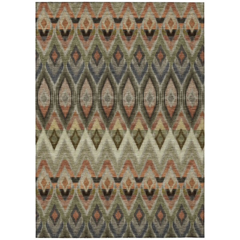 8' X 10' Taupe Olive Green And Beige Southwestern Washable Indoor Outdoor Area Rug Homeroots Outdoor