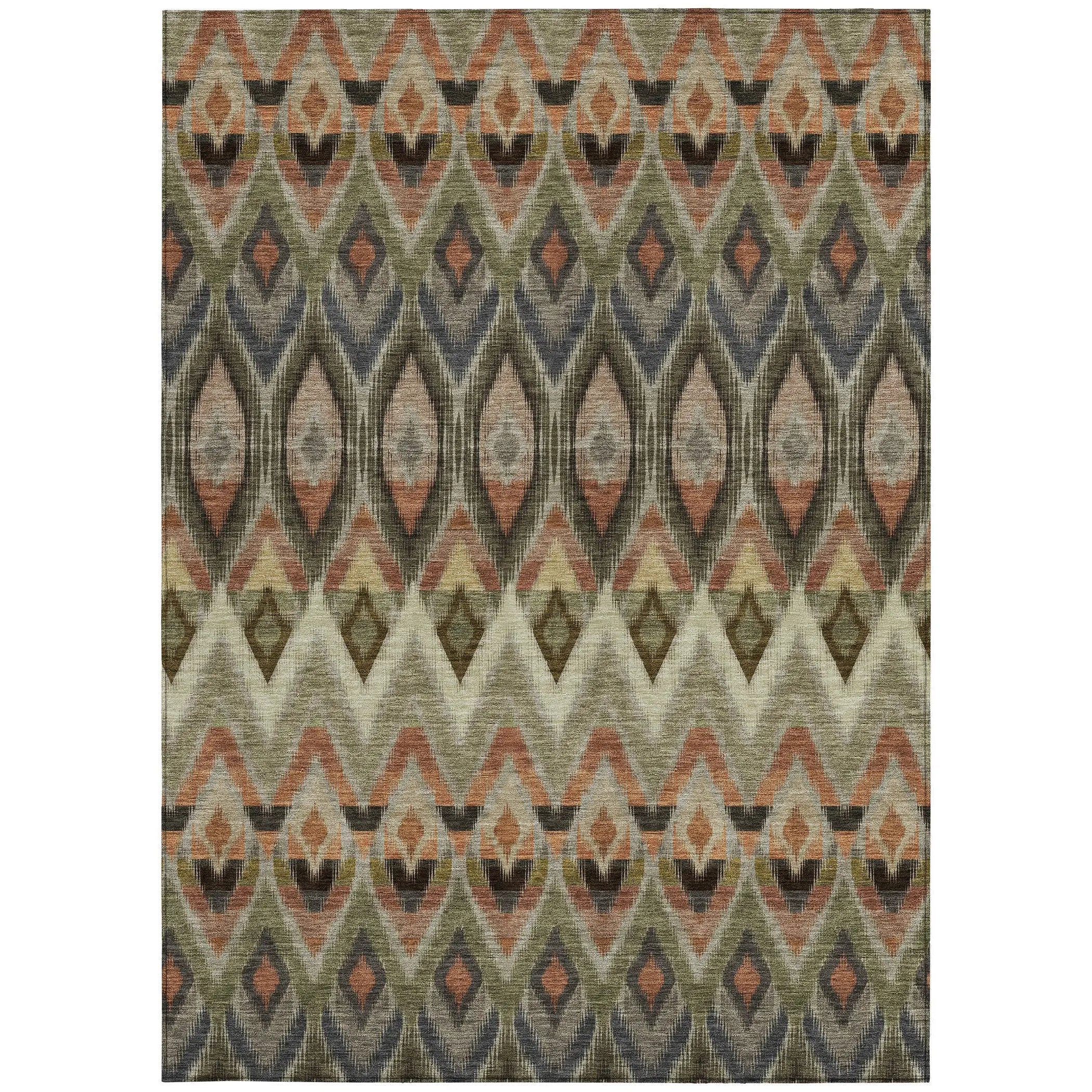 8' X 10' Taupe Olive Green And Beige Southwestern Washable Indoor Outdoor Area Rug Homeroots Outdoor