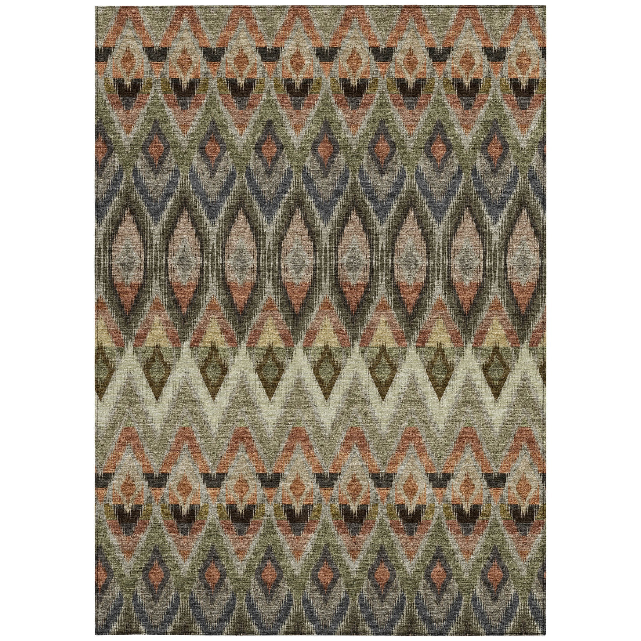8' X 10' Taupe Olive Green And Beige Southwestern Washable Indoor Outdoor Area Rug Homeroots Outdoor