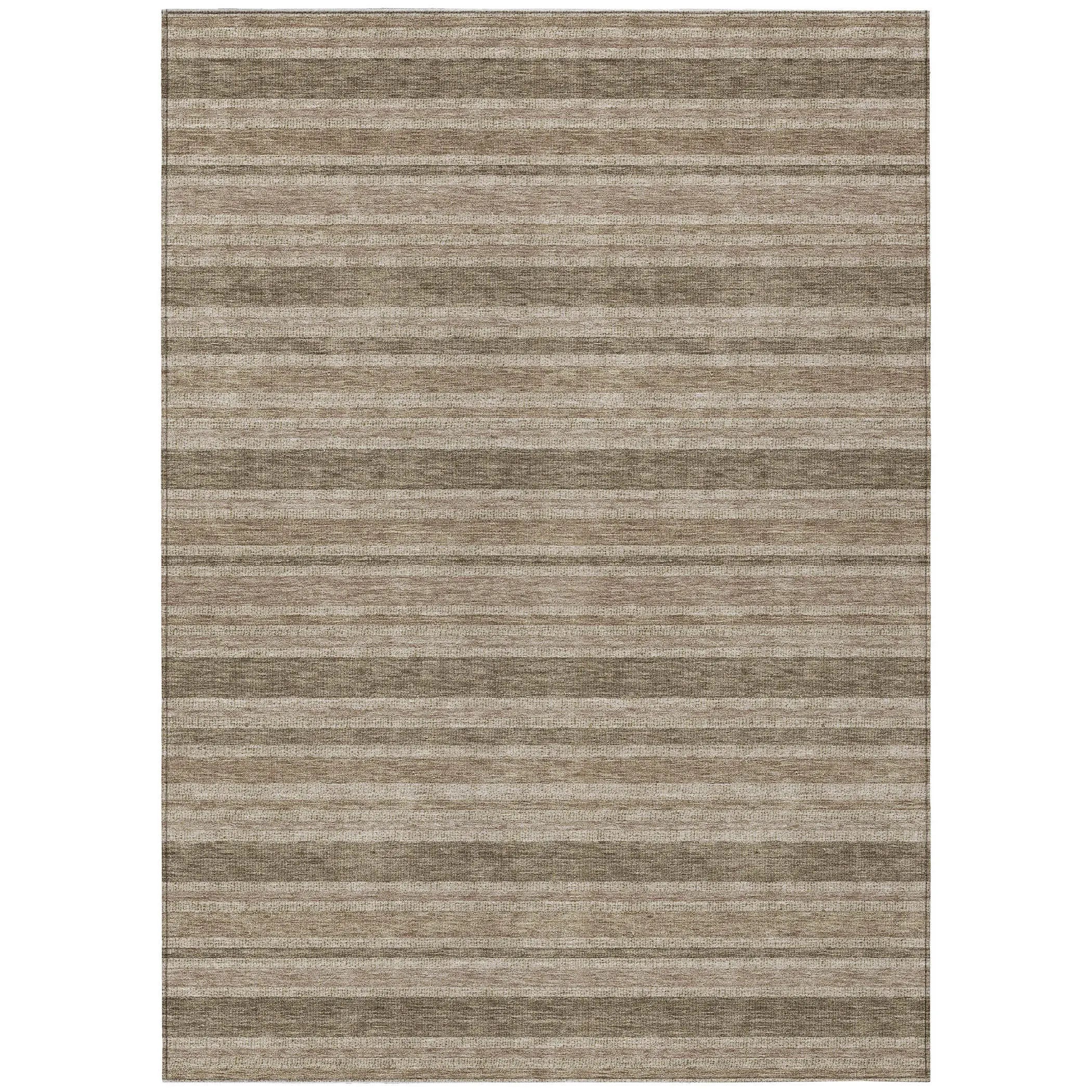 8' X 10' Taupe Striped Washable Indoor Outdoor Area Rug Homeroots Outdoor