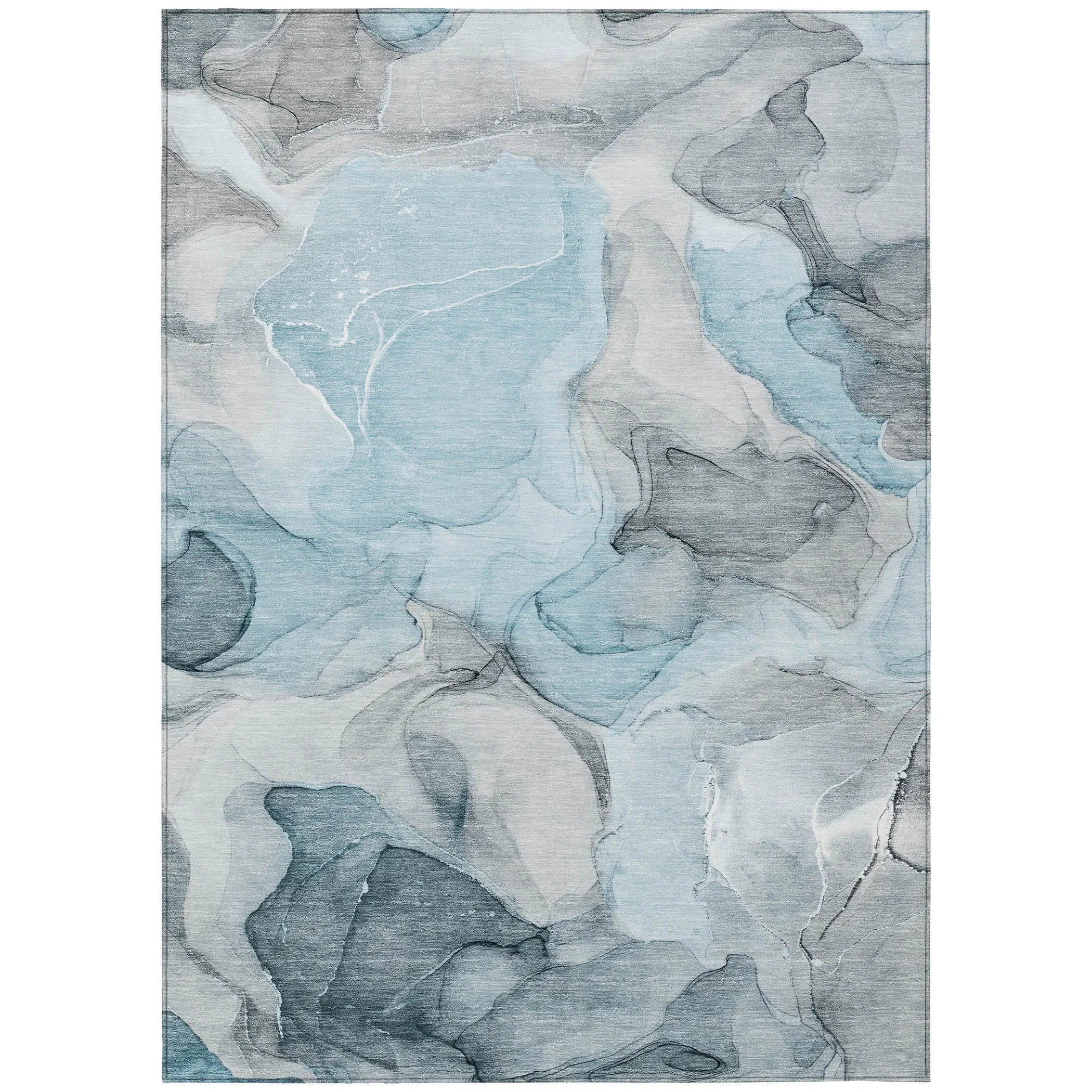 8' X 10' Teal Abstract Washable Non Skid Indoor Outdoor Area Rug Homeroots Outdoor