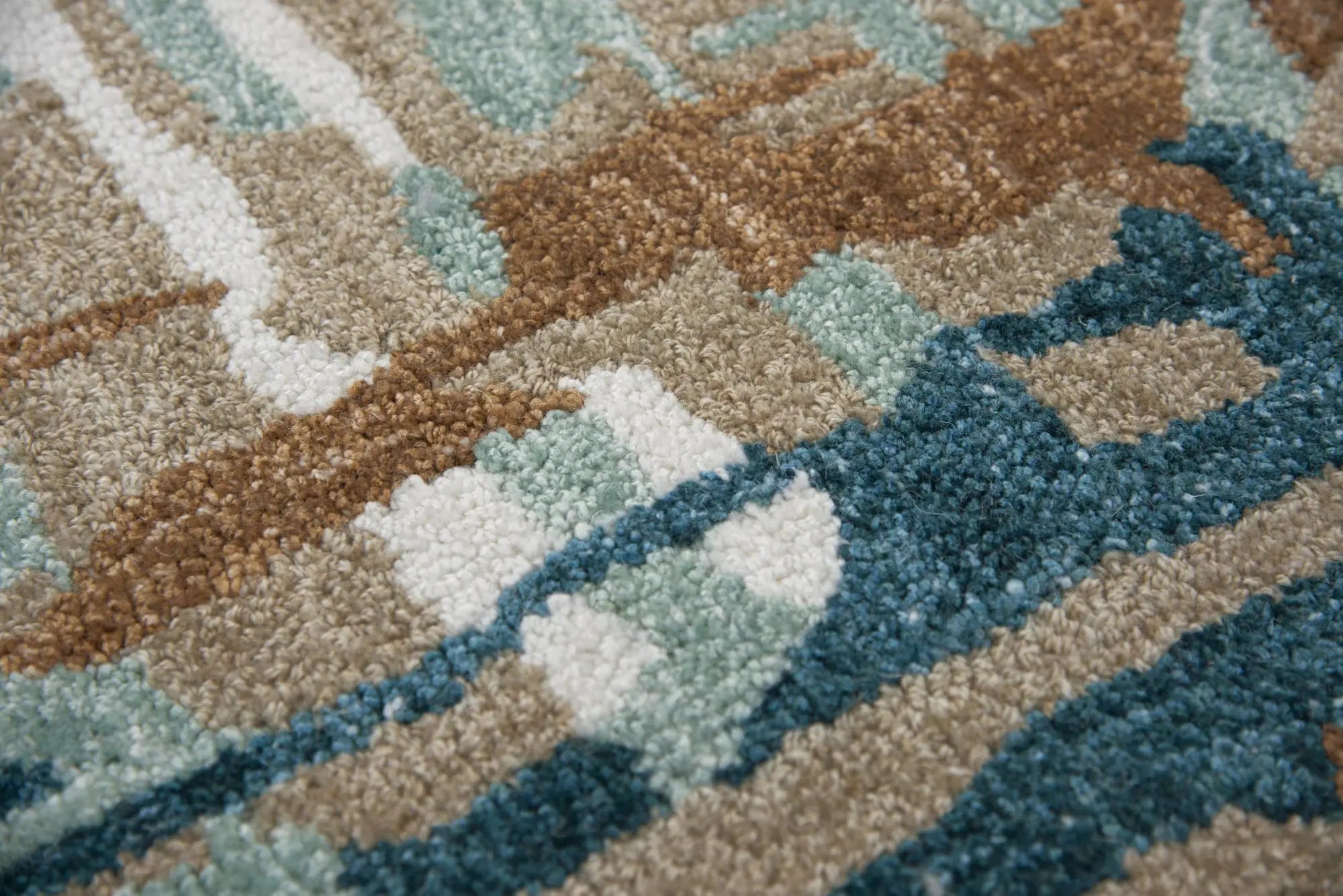 8' X 10' Teal And Copper Abstract Hand Tufted Area Rug Homeroots Home Decor