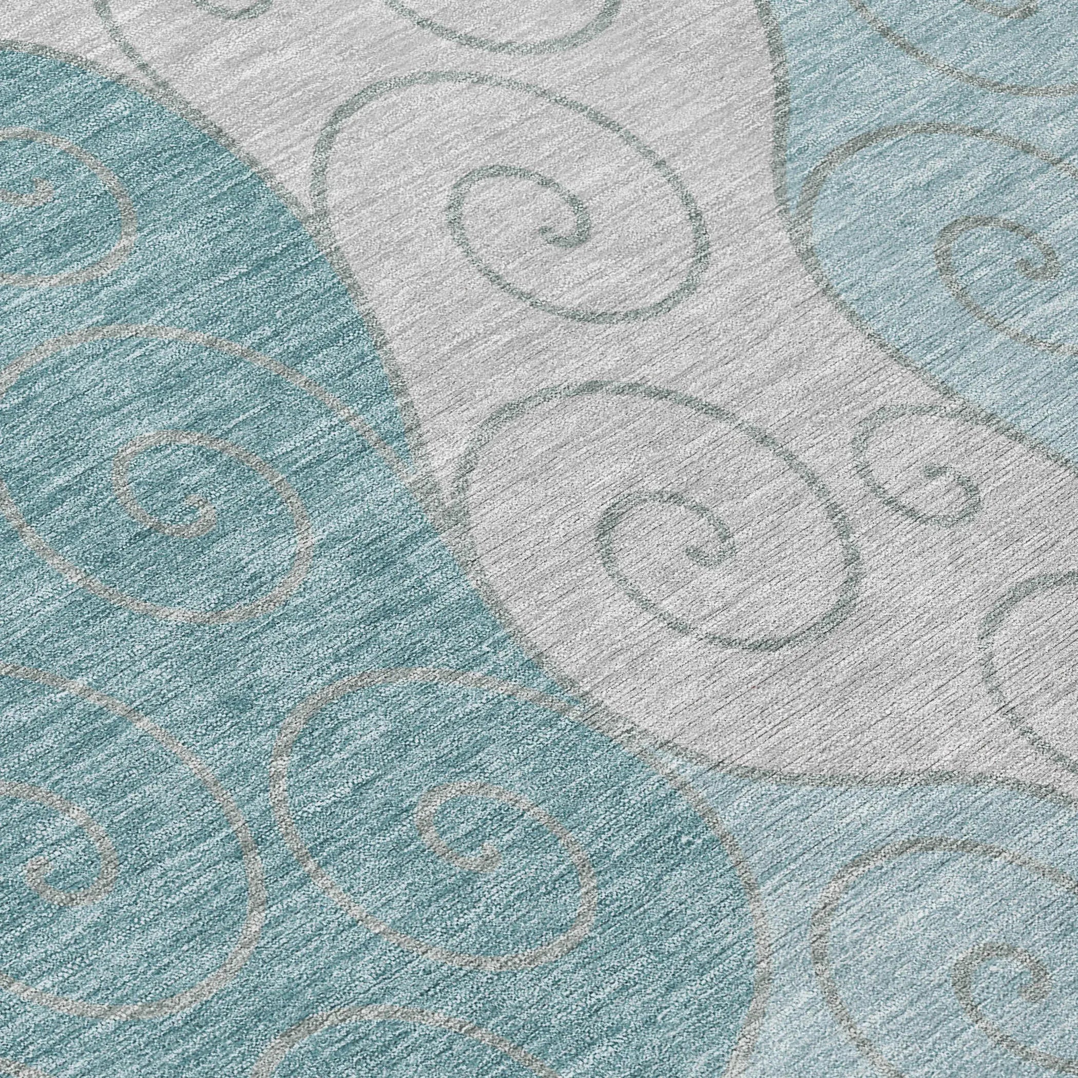 8' X 10' Teal Blue And Aqua Abstract Washable Indoor Outdoor Area Rug Homeroots Outdoor
