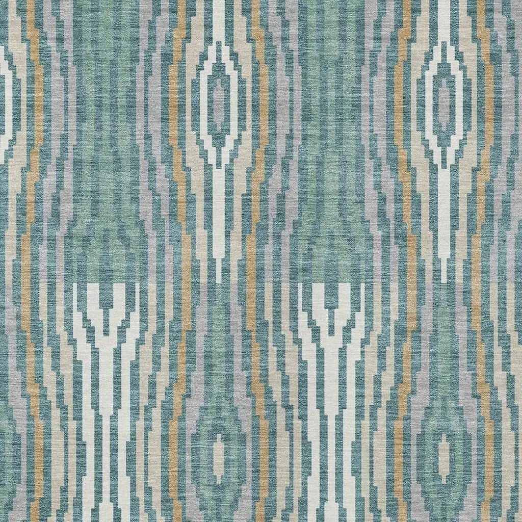 8' X 10' Teal Blue And Aqua Abstract Washable Indoor Outdoor Area Rug Homeroots Outdoor