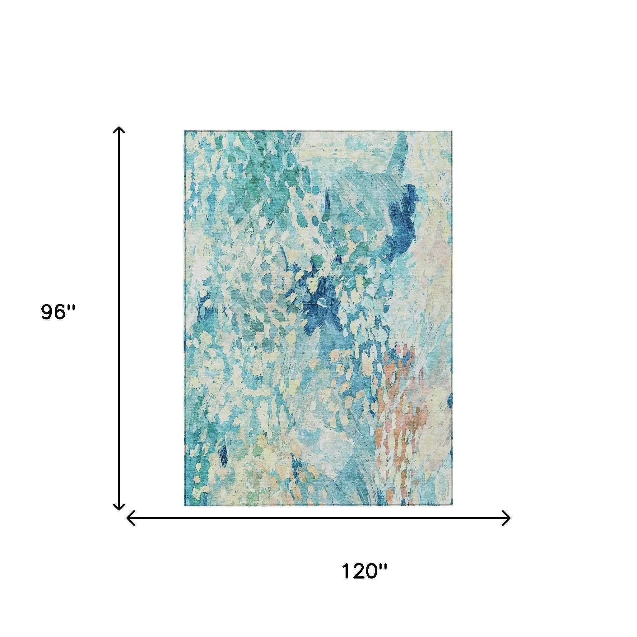 8' X 10' Teal Blue And Aqua Abstract Washable Indoor Outdoor Area Rug Homeroots Outdoor
