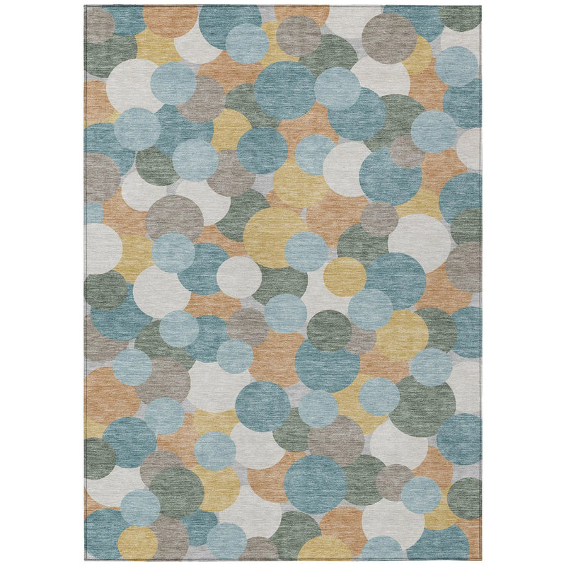 8' X 10' Teal Blue And Aqua Geometric Washable Indoor Outdoor Area Rug Homeroots Outdoor